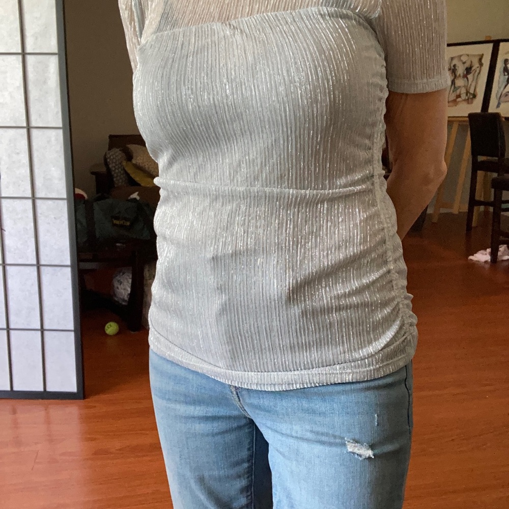 Evening glitter top by DKNY, size xs silver color